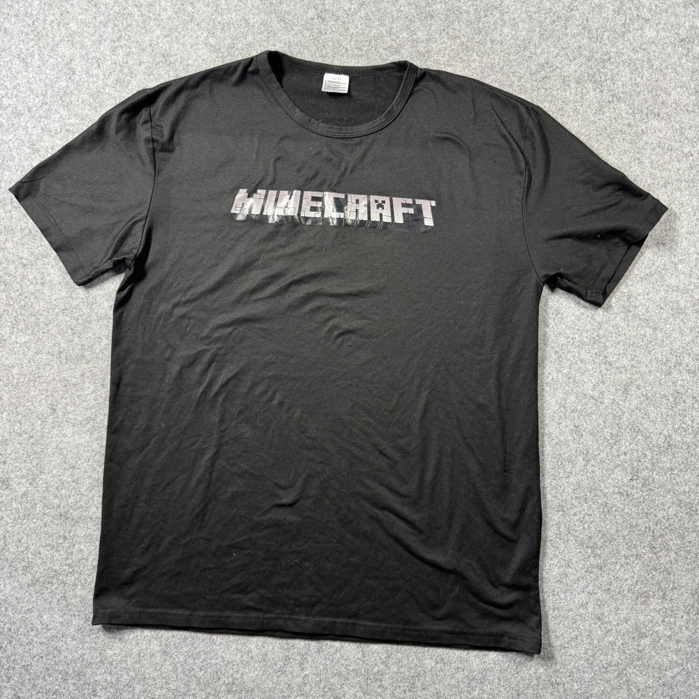 Sunny Mens Minecraft Graphic T-Shirt Large Black Short Sleeve Gamer Tee